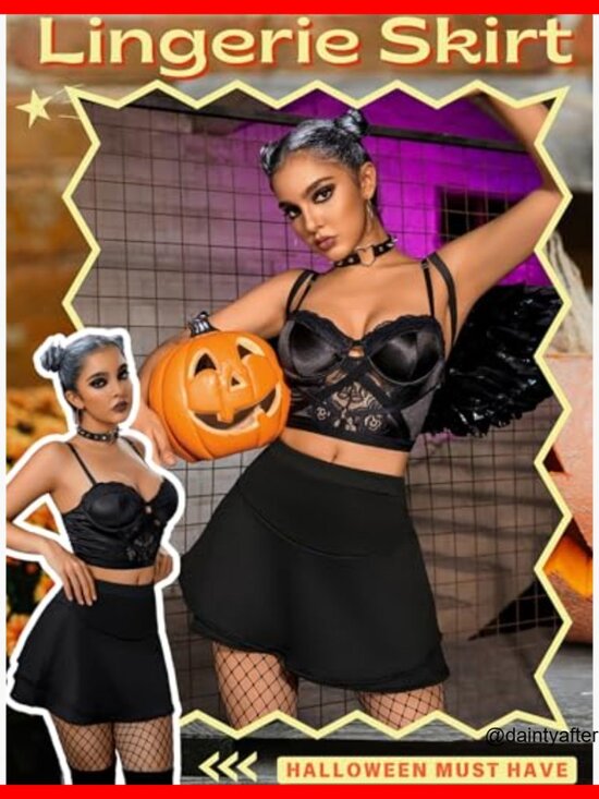 Sexy Mini Skirt with Ruffle Trim High Waist Two Layer Hem - Picture 6 of 7